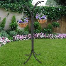 Ferns love moist soil and shady conditions, but some are even known to thrive in hanging baskets. Zeny Plant Hanging Basket Tree Planter Steel Stand Holder Backyard Arm Tree W 4 Coco Baskets Walmart Com Jardinage
