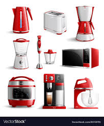 Realistic Household Kitchen Appliances Icon Set Vector Image On