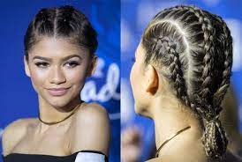 Zendaya With Two French Braids Hairspiration 25 Celebrity Braiding Styles To Copy This Spring Hair Styles Braids For Black Women Braided Hairstyles