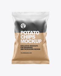 Download Frosted Bag With Black Potato Chips Mockup In Bag Sack Mockups On Yellow Images Object Mockups