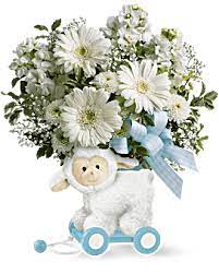 Baby S Wow Wagon By Teleflora Boy Flower Arrangement Teleflora
