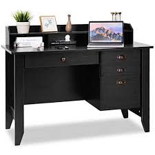 On the right side of the desk, there is also a shelf, which can be decorated with vases or photo albums to decorate the table. Tangkula Computer Desk Home Office Desk Wood Frame Vintage Style Student Table With 4 Drawers Bookshelf Pc Laptop Notebook Desk Spacious Workstation Writing Study Table Coffee Buy Online In Guernsey At