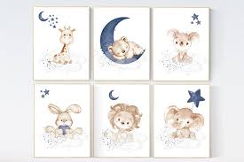 Read customer reviews & find best sellers. Animal Nursery Wall Art Nursery Decor Boy Elephant Bunny Bear Giraffe Lion Koala Baby Room Art Navy Blue Nursery Animal Prints