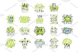 Spa Healthy Beauty Studio Set For Label Design Health And Beauty Care Colorful Vector Illustrations Beauty Studio Label Design Health And Beauty