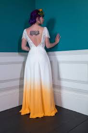 Ziggy Stardust Orange Dip Dye Wedding Dress By Lucy Can T Dance Boho Style Low Back Dress With La Quirky Wedding Dress Dip Dye Wedding Dress Dye Wedding Dress