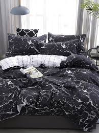Our wooden bedroom furniture sets are perfect for creating a rustic, natural and homely feel to your room. Marble Print Sheet Set In 2021 Marble Bedroom Black Bed Set Black Bed Sheets