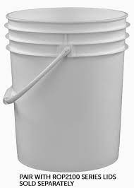 Rightpail 5 Gallon Open Head Plastic Bucket Plastic Handle White In Color