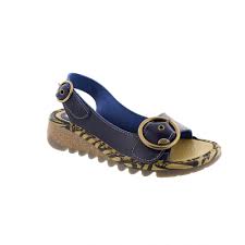 Fly London Tram Wedge Sandals Navy Leather Rogerson Shoes