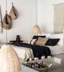 Bedroom Inspo Macrame Headboard Navy White Beige Natural Minimalist Scandiboho Scandi Scand Hotel Bedroom Design Bedroom Inspirations Bedroom Interior