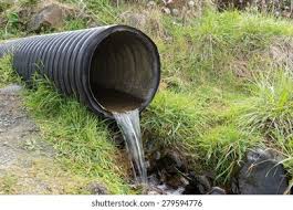 Street Water Drainage Pipe Emptying Water Stock Photo ...