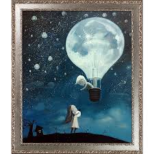 ArtistBe He Gave Me The Brightest Star Reproduction Adrian Borda Silver  Wood Framed 28-in H x 24-in W Whimsical Canvas Hand-painted Painting in the  Wall Art department at Lowes.com