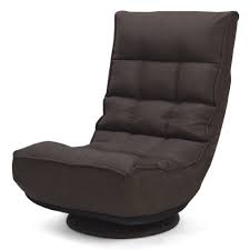Costway 360 Degree Swivel Folding Game Chair Floor Lazy Sofa Chair 4 Position Adjustable Brown Sofa Chair Floor Chair Versatile Sofa