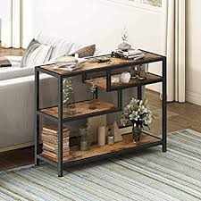 Amazon Com Homooi Console Table For Living Room 4 Tier Hallway Entryway Table Small Sofa Table With Shelves Industrial Br In 2020 Round Bar Stools Table Small Sofa