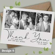 Free wedding thank you cards with photo. Flat Or Folded Photo Personalised Photo Wedding Thank You Cards Free Proof Ebay