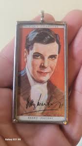 Antique Vintage Actor Barry Mackay Cigarette Tobacco Card Sterling Silver  Pendant