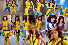 KREA - beautiful brown hair female reporter in a yellow jumpsuit character april  o ' neil from animated series teenage mutant ninja turtles ( tmnt 1 9 8 7 )