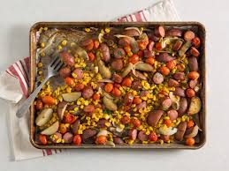 Oven-Roasted Sausage, Corn, and Potatoes