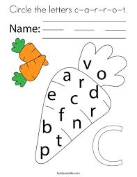 Coloring pages to download and print. Circle The Letters C A R R O T Coloring Page Twisty Noodle