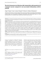 Ring inte din vårdcentral eller. Pdf The Risk Of Pneumococcal Infections After Immunization With Pneumococcal Conjugate Vaccine Compared To Non Vaccinated Inflammatory Arthritis Patients