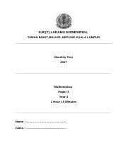 Pupils will find this method can be used to find solutions to problems or to predict the likelihood of a situation based on the mathematical model. Maths Year 4 Paper 2 Docx Sjk T Ladang Edinburgh Taman Bukit Maluri Kepong Kuala Lumpur Monthly Test 2017 Mathematics Paper 2 Year 4 1 Hour 15 Minutes Course Hero
