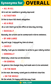 Overall Synonym List Of 85 Synonyms For Overall With Useful Examples In 2020 Learn English Words English Vocabulary Words English Words