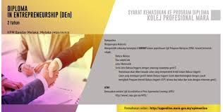 Berikut dikongsikan syarat kemasukan dan kelayakan akademik untuk kemasukan ke kolej profesional mara bagi program diploma kemasukan tahun 2021 sebagai rujukan umum. Facebook