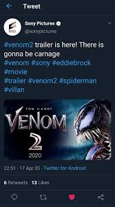Maybe you would like to learn more about one of these? Waiting For Venom Trailer On Twitter I Can T Believe It Venom2 It S Going To Be Awesome