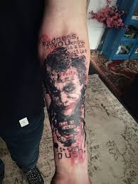 This My Brother In Law Latest Tattoo Heath Ledger S The Joker Tattoo Ideen Tatowierungen Bose Clowns