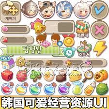 韓國可愛經營手遊ui素材icon圖標音效人物場景元素遊戲資源 comics art items