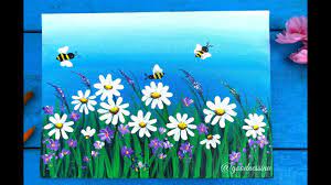 See more ideas about flower painting, flower art, art painting. Quick Easy Daisy Flower Garden Painting For Beginners Step By Step Daisy Painting Flower Painting Spring Painting