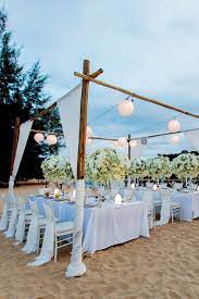 Beautiful Outdoor Beach Wedding Reception Party Decorations In All White Color Palet In 2021 Outdoor Beach Wedding Reception Outdoor Beach Wedding Beach Wedding Tables