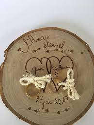Ring Bearer Eternal Love Country Theme Engraved Wood Log Deco Mariage Recup Porte Alliance Texte Faire Part Mariage