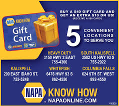 The columbia sportswear promotional gift card is a gift card given out as a purchase incentive. Sunday November 29 2020 Ad Napa Auto Parts Kalispell Heavy Duty Paint Daily Inter Lake