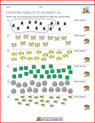 Counting Up To 30 Objects Sheet 2a 2nd Grade Math Worksheets 1st Grade Math Worksheets Printable Math Worksheets