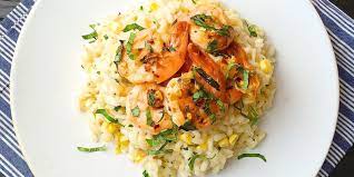 Sweet Corn Risotto With Sauteed Shrimp Delish Recipe Sweet Corn Risotto Recipe Recipes Risotto Recipes