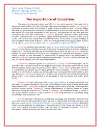Pdf The Importance Of Education