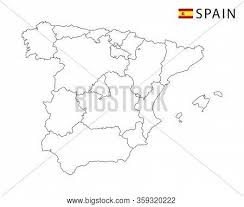 Spain sketch outline map isolated on white background. Spain Map Black Vector Photo Free Trial Bigstock