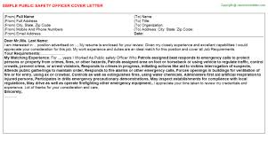 Public Safety Officer Cover Letter