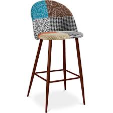 Alpha home 24 bar stool counter height bar stools with footrest pu leather backless kitchen dining cafe chair with thick cushion & sturdy chromed metal steel frame base for indoor outdoor. Buy Patchwork Upholstered Bar Stool Scandinavian Design With Dark Metal Legs Evelyne Amy Multicolour 59948 In The Europe Myfaktory