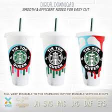 Starbucks Tiktok Cup For Reusable Venti Cold Cups 24 Oz Full Wrap Resizable Tumbler Template Origin Svg Art