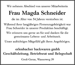  Traueranzeigen Von Magda Schneider Www Vrm Trauer De