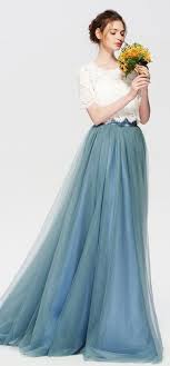Dusty Blue Bridesmaid Dresses With Elbow Sleeves Bolero Modest Bridesmaid Gown 1000 In 2020 Dusty Blue Bridesmaid Dresses Bridesmaid Skirts Winter Bridesmaid Dresses