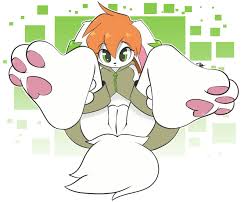 whygena, milla basset, freedom planet, galaxytrail, 1girl, :o, animal ears,  animal hands, bottomless, cleft of venus, dog ears, dog tail, eyelashes,  fat mons, feet, furry, green eyes, hood, hoodie, leg grab, long