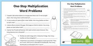 One Step Multiplication Word Problems Worksheet