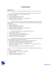 Check out our politics trivia questions and answers to teach yourself about past and present presidents, political parties, and country revolutions. Feminist Therapy Theories Of Counseling Quiz Docsity