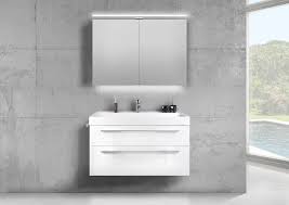 Badmobel Set 100 Cm Waschtisch Evermite Mit Spiegelschrank Led Weiss Hg Spiegelschrank Led Unterschrank Und Waschtisch