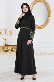 Nayla Collection Kollari Nakisli Siyah Tesettur Elbise 8183s Tesetturisland Com The Dress Musluman Elbisesi Elbise