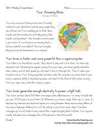This Reading Comprehension Worksheet Your Amazing Brain Is For Teaching Reading Reading Comprehension Worksheets Sixth Grade Reading Comprehension Worksheets