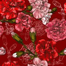 Seamless Background With Red Flower Carnation Vector Illustration Of Seamless B Sponsored Sponsored In 2020 Seamless Background Red Flowers Vector Illustration