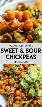 Sweet And Sour Chickpeas Vegan Gluten Free Plant Based Rd Recipe Gluten Free Plant Based Are Chickpeas Healthy Pea Recipes